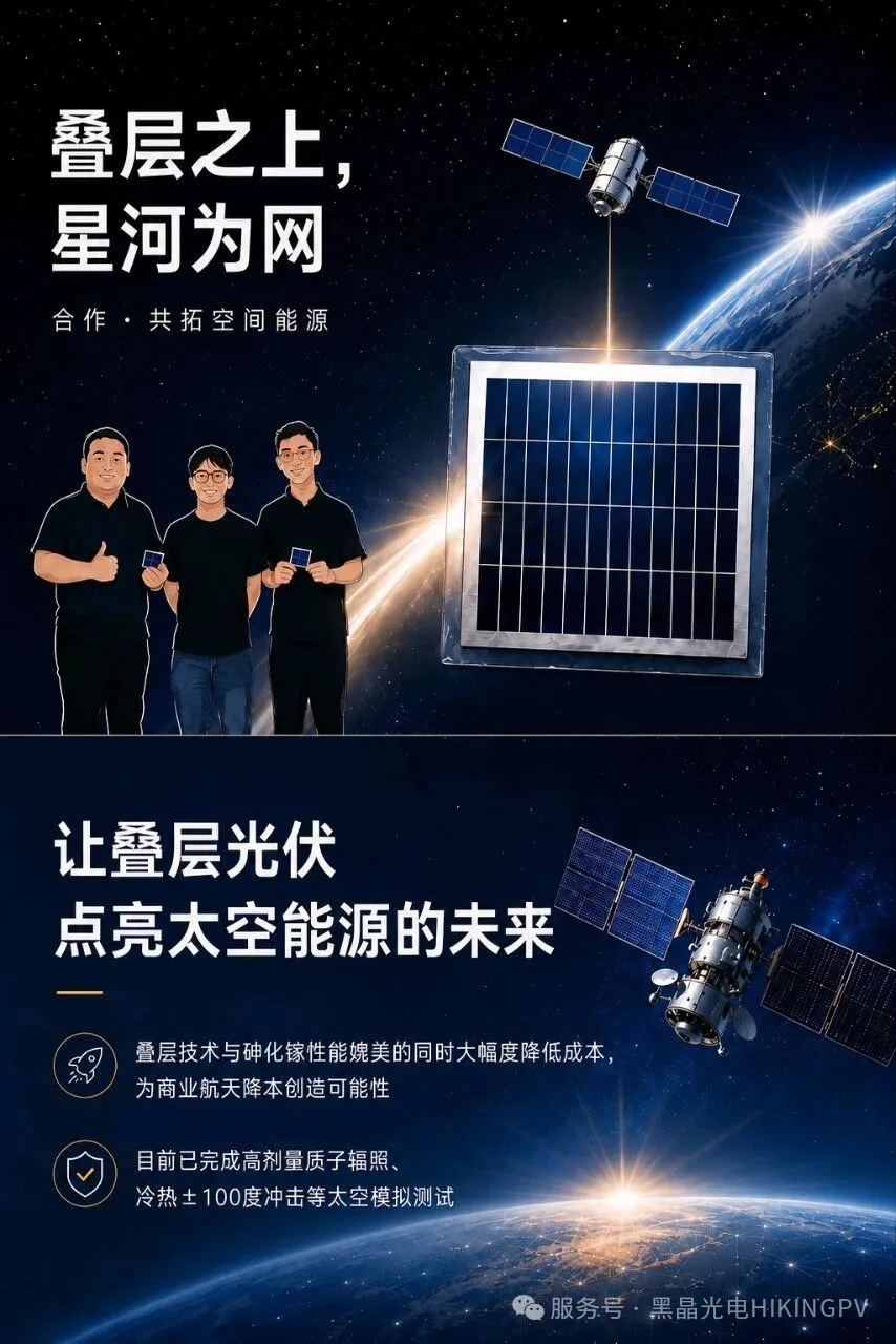 黑晶光电叠层太阳能电池样品与太空能源合作展示